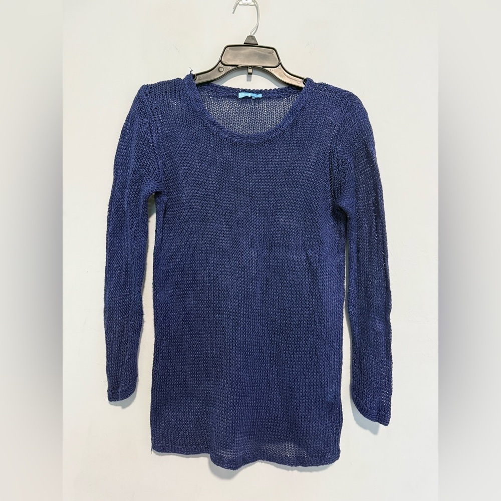 J.Mclaughlin Raelyn Linen Sweater Women's Blue Size M Knit Long Sleeve - Picture 2 of 6